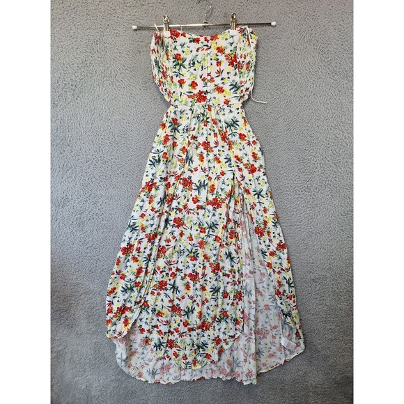 Lush Dresses & Skirts - Lush Maxi Dress Womens Medium Cream Floral Print Boho Elegant Button Front